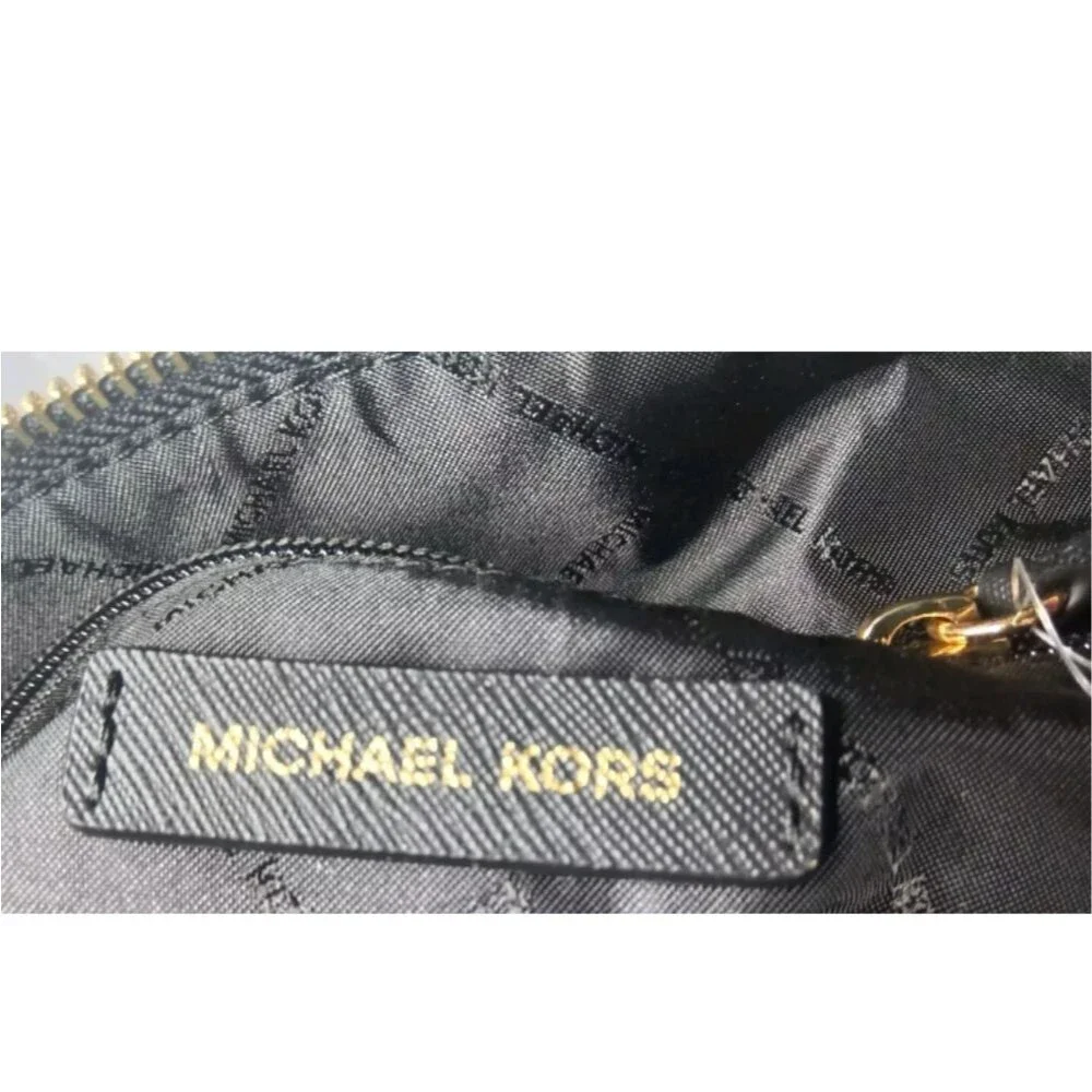 Michael Kors Charlotte Saffiano Leather Top Zip Tote Bag~Black